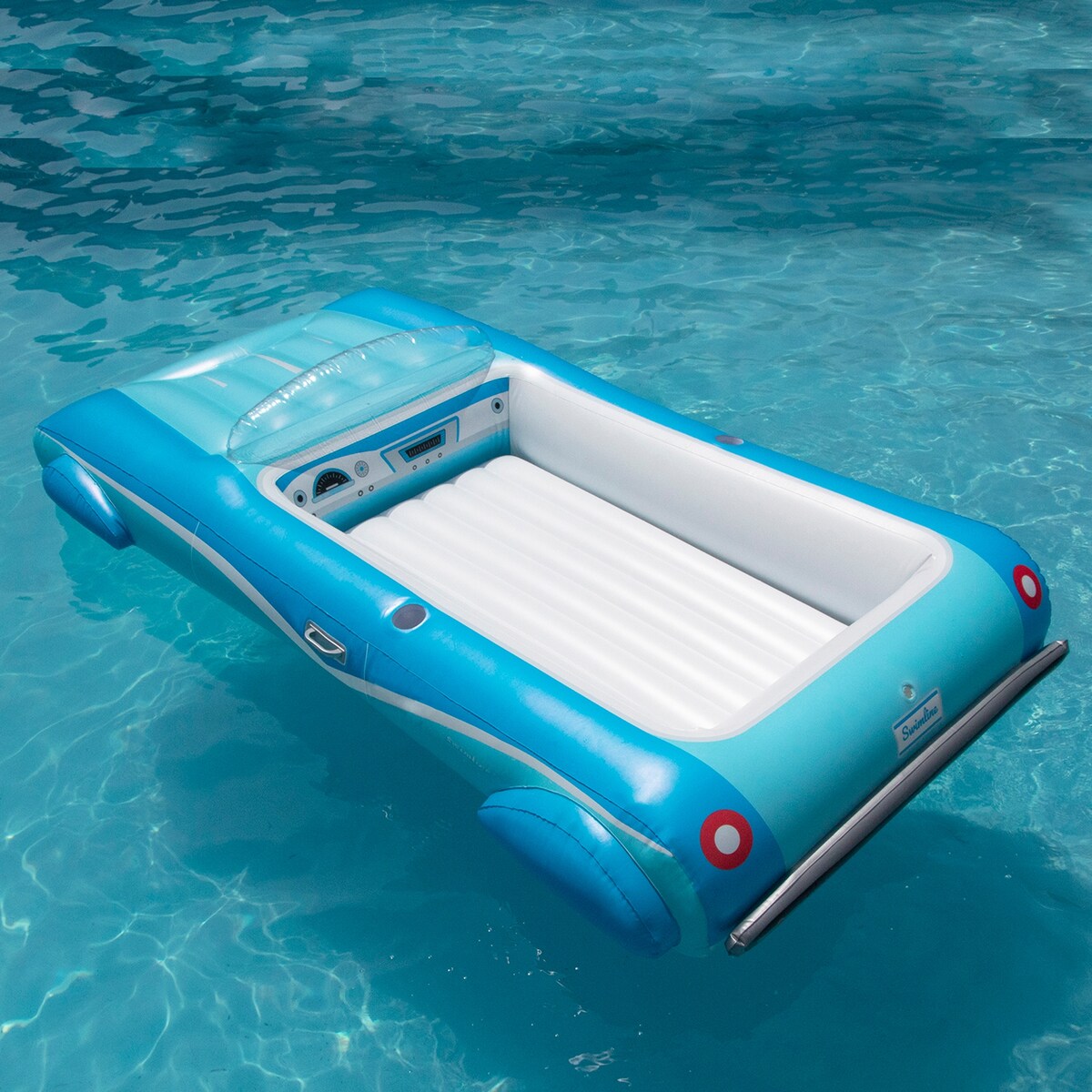 Classic Convertible Car Swimming Pool Lounger Float - 8.75' - Blue
