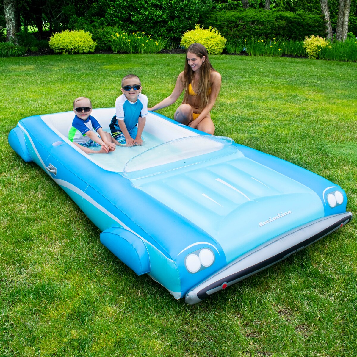 Classic Convertible Car Swimming Pool Lounger Float - 8.75' - Blue