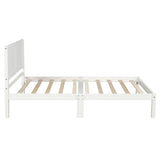Classic Design Twin Size Pine Wood Platform Bed with Headboard & Wood Slats for Support , No Box Spring Needed