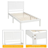 Classic Design Twin Size Pine Wood Platform Bed with Headboard & Wood Slats for Support , No Box Spring Needed
