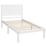 Classic Design Twin Size Pine Wood Platform Bed with Headboard & Wood Slats for Support , No Box Spring Needed