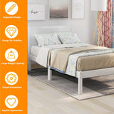Classic Design Twin Size Pine Wood Platform Bed with Headboard & Wood Slats for Support , No Box Spring Needed