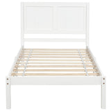 Classic Design Twin Size Pine Wood Platform Bed with Headboard & Wood Slats for Support , No Box Spring Needed