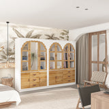 Classic Elegance Armoire Expandable Rustic Wardrobe with Glass Door