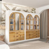 Classic Elegance Armoire Expandable Rustic Wardrobe with Glass Door