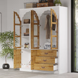 Classic Elegance Armoire Expandable Rustic Wardrobe with Glass Door