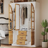 Classic Elegance Armoire Expandable Rustic Wardrobe with Glass Door