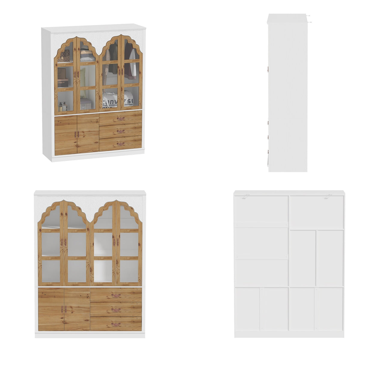 Classic Elegance Armoire Expandable Rustic Wardrobe with Glass Door
