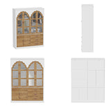 Classic Elegance Armoire Expandable Rustic Wardrobe with Glass Door