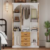 Classic Elegance Armoire Expandable Rustic Wardrobe with Glass Door