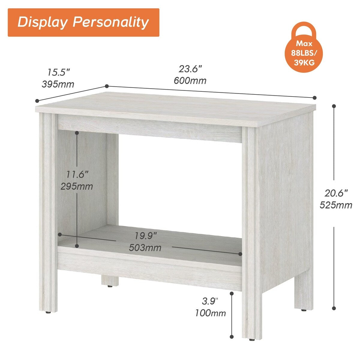 Classic End Table Nightstand, Side Table with Storage Shelf (Set of 2)