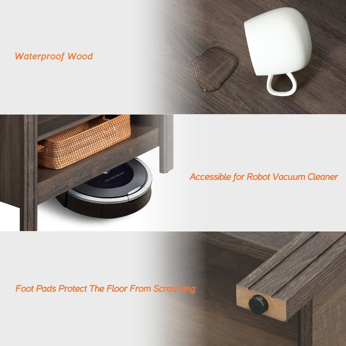 Classic End Table Nightstand, Side Table with Storage Shelf (Set of 2)
