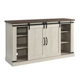 Classic Farmhouse TV Stand with Sliding Doors and Open Storage - 15.75 x 54.50 x 30.50