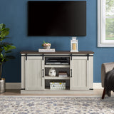 Classic Farmhouse TV Stand with Sliding Doors and Open Storage - 15.75 x 54.50 x 30.50