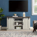 Classic Farmhouse TV Stand with Sliding Doors and Open Storage - 15.75 x 54.50 x 30.50