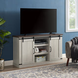 Classic Farmhouse TV Stand with Sliding Doors and Open Storage - 15.75 x 54.50 x 30.50