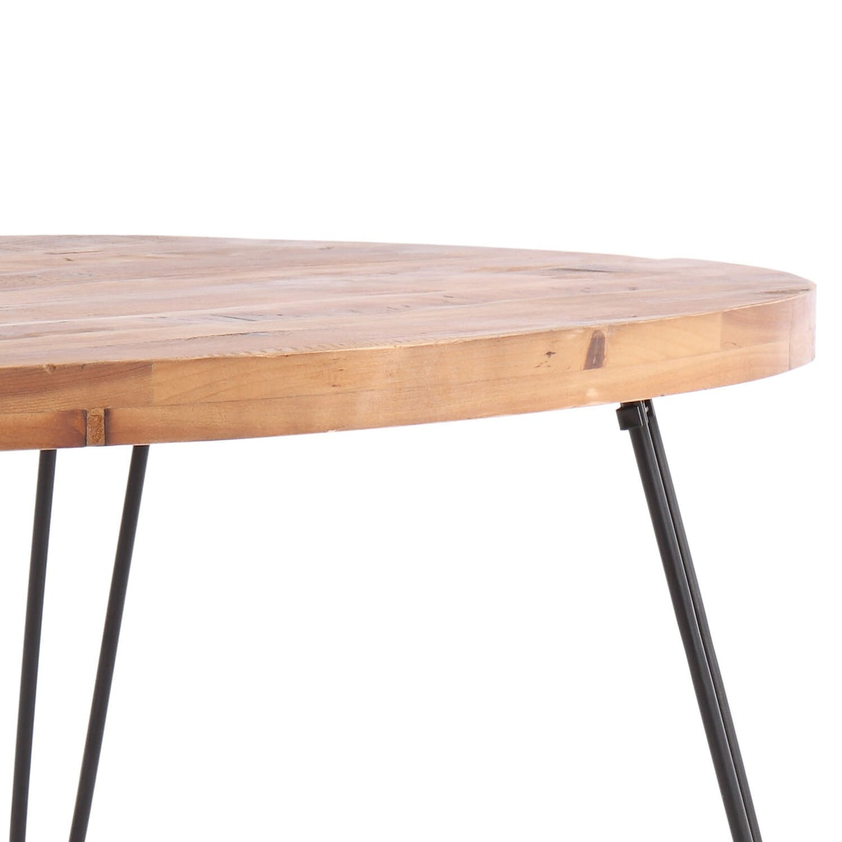 Classic Farmhouse Style Wooden Coffee Table with Foldable Metal Legs