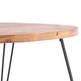 Classic Farmhouse Style Wooden Coffee Table with Foldable Metal Legs