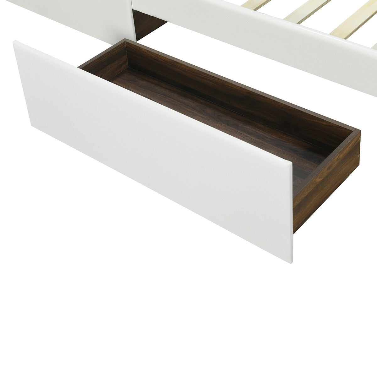 Classic Faux Leather Bed Frame Storage Platform Bed-Full, White