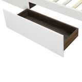 Classic Faux Leather Bed Frame Storage Platform Bed-Full, White