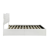 Classic Faux Leather Bed Frame Storage Platform Bed-Full, White