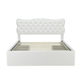 Classic Faux Leather Bed Frame Storage Platform Bed-Full, White