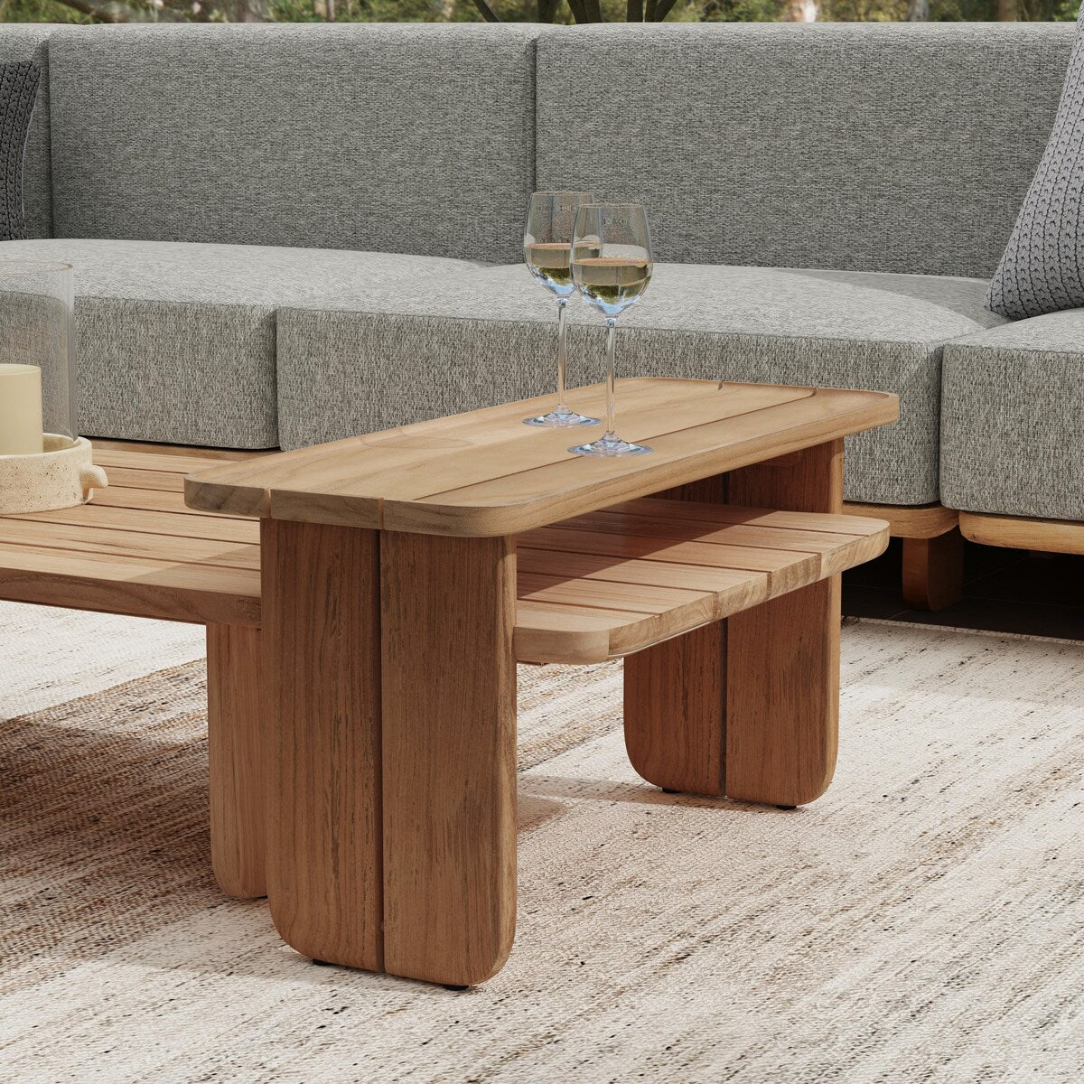 Classic Home Hudson 31" Teak Wood Outdoor Coffee Table