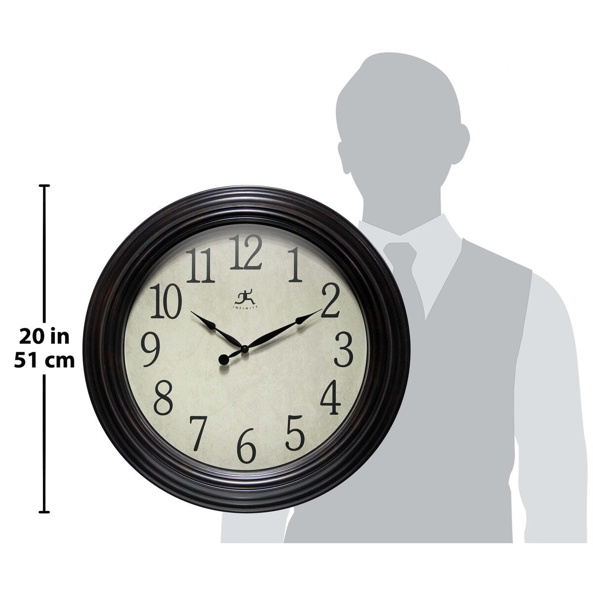 Classic Indoor 23 inch Decorative Brown Indoor Wall Clock - 23 x 2.25 x 23