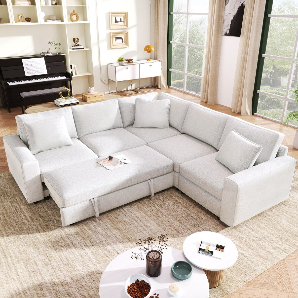 Classic L-shaped Modular Sofa Convertible Sectional Sofa
