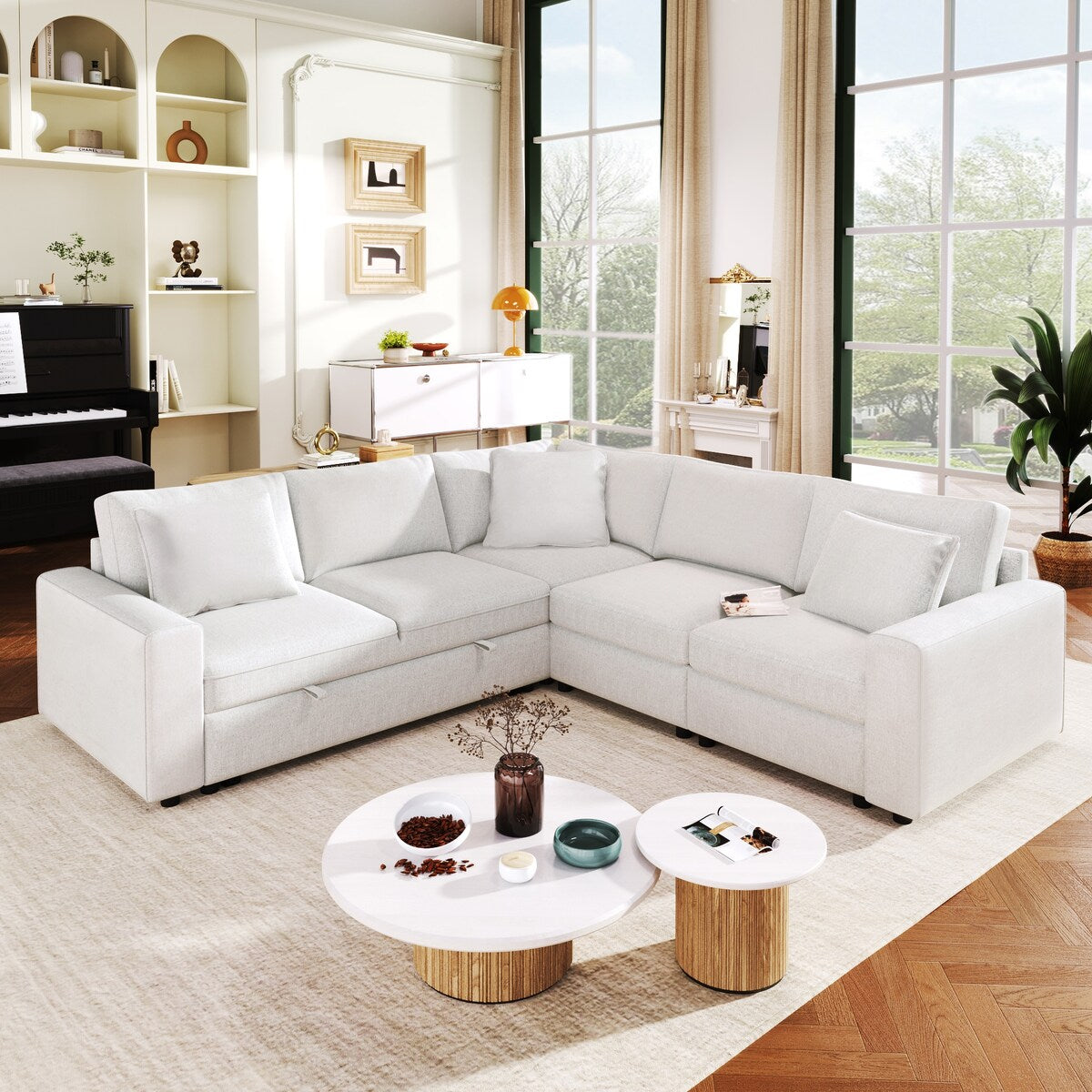Classic L-shaped Modular Sofa Convertible Sectional Sofa