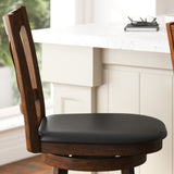 Modern Ladderback Wooden Upholstered Swivel Barstool