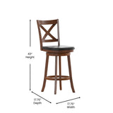 Modern Ladderback Wooden Upholstered Swivel Barstool