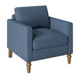 Classic Linen Armchair Accent Chair with Bronze Nailhead Trim Wooden Legs Single Sofa Couch for Living Room, Bedroom
