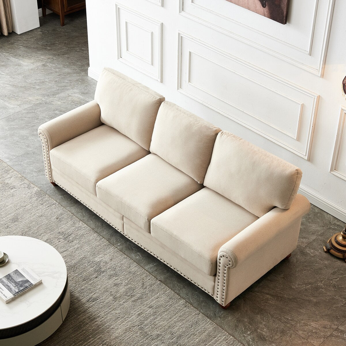 Classic Living Room Sofa 3-seat with Nails