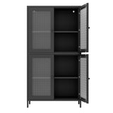Classic Metal Storage Cabinet Display Cabinet with 4 Glass Doors 4 Shelves Cabinet Freestanding Bookcase Side Cabinet,Black