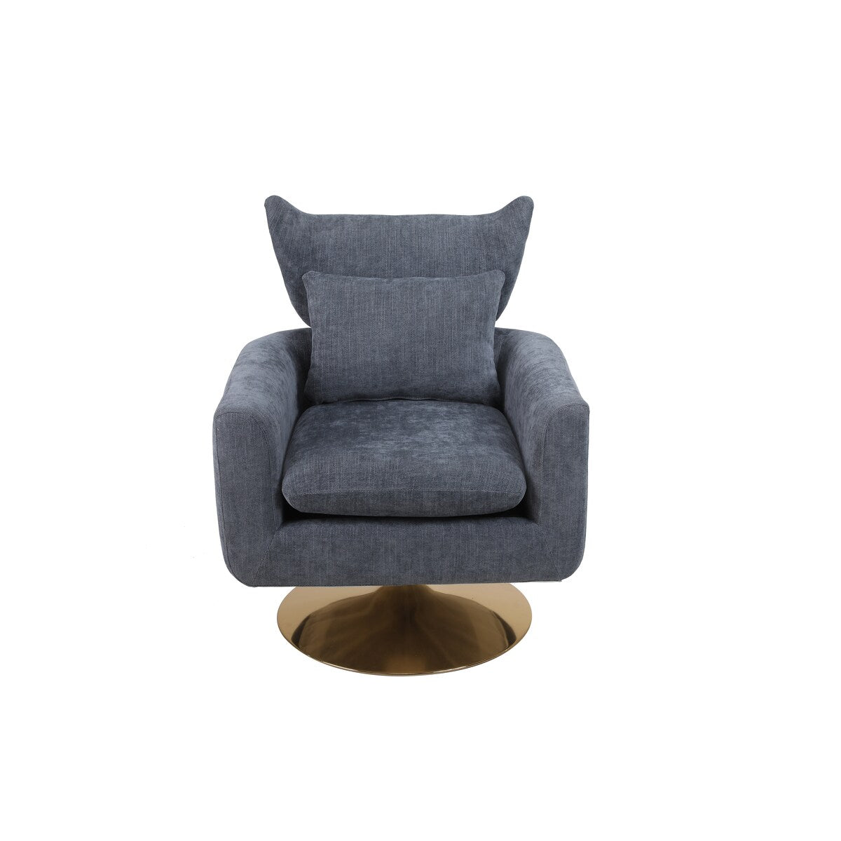 Classic Mid Century 360-degree Swivel Accent Chair, Dusty Blue Linen