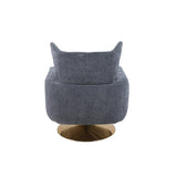 Classic Mid Century 360-degree Swivel Accent Chair, Dusty Blue Linen