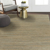 Sevita Organic Jute Woven Area Rug, Natural and Blue