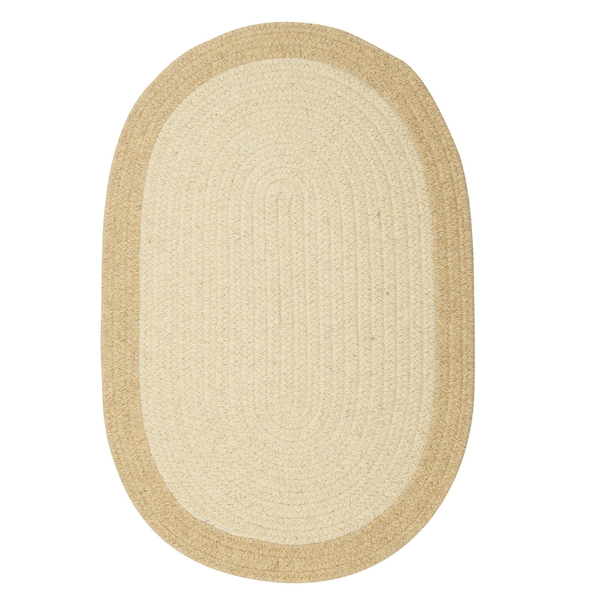Classic Natural Border Braided Reversible 100% Wool Rug