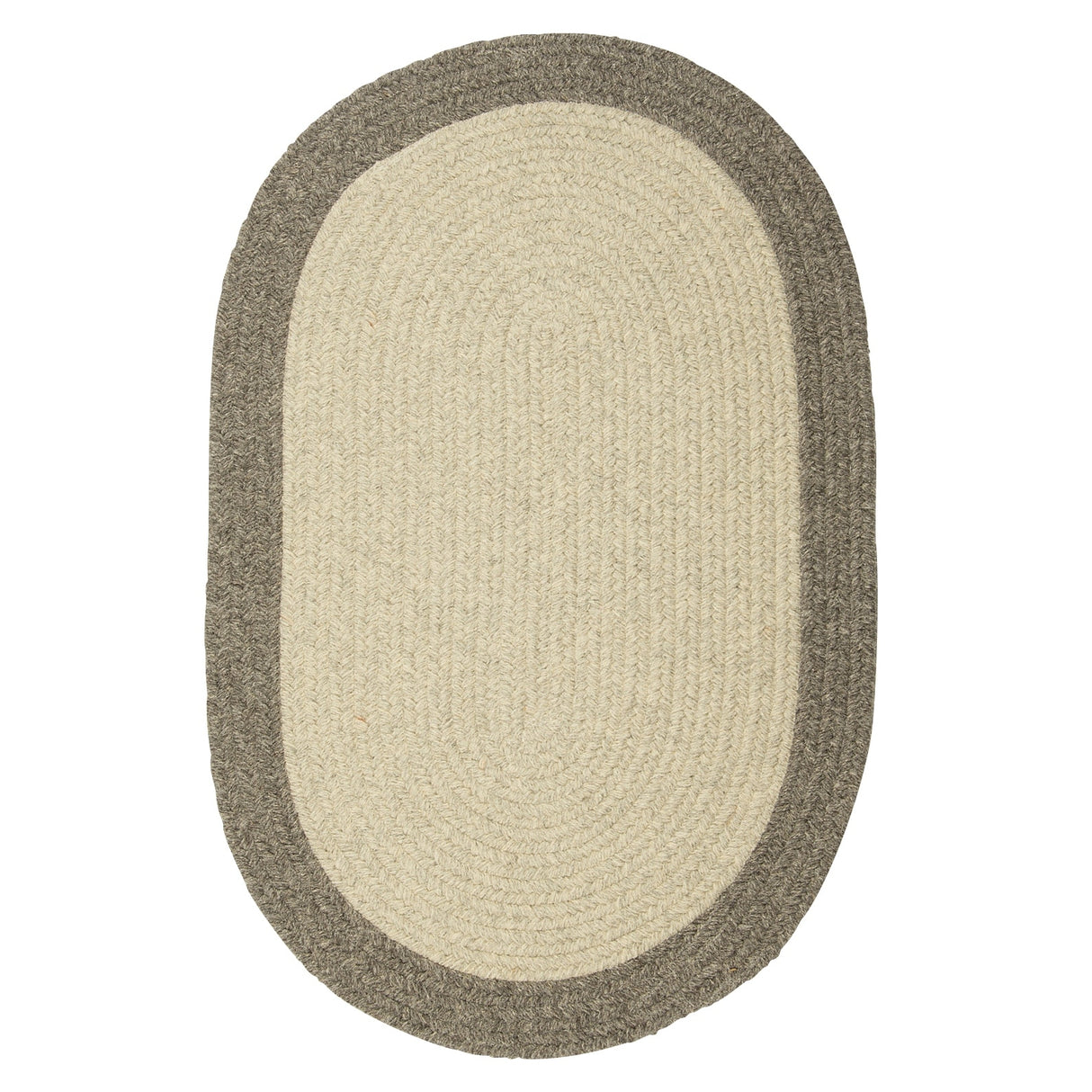 Classic Natural Border Braided Reversible 100% Wool Rug