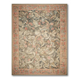 Classic Ornate Botanical Asmara Needlepoint Aubusson Rug - Olive/Tan - 10' x 14'