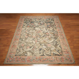 Classic Ornate Botanical Asmara Needlepoint Aubusson Rug - Olive/Tan - 10' x 14'