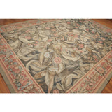 Classic Ornate Botanical Asmara Needlepoint Aubusson Rug - Olive/Tan - 10' x 14'