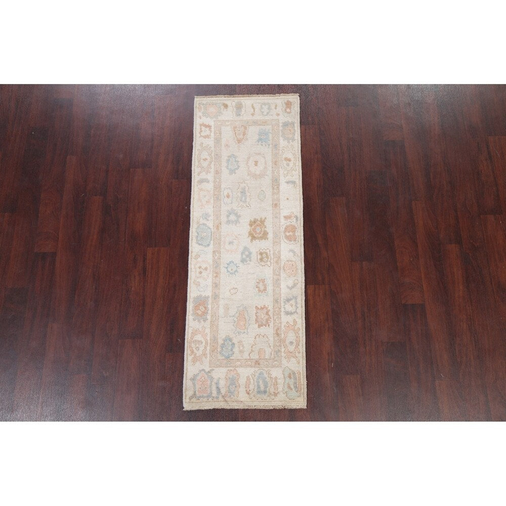Classic Oushak Traditional Hand Knotted Oriental Wool Turkish Rug - 5'11" x 2'1" Runner