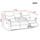 Classic PU Leather Reclining Sofa Couch, Loveseat and 3-seater Sofa, with Cup Holders, Black