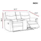 Classic PU Leather Reclining Sofa Couch, Loveseat and 3-seater Sofa, with Cup Holders, Black