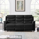 Classic PU Leather Reclining Sofa Couch, Loveseat and 3-seater Sofa, with Cup Holders, Black