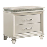 1pc Nightstand Only Contemporary Solid wood 2-Drawers Felt-lined
