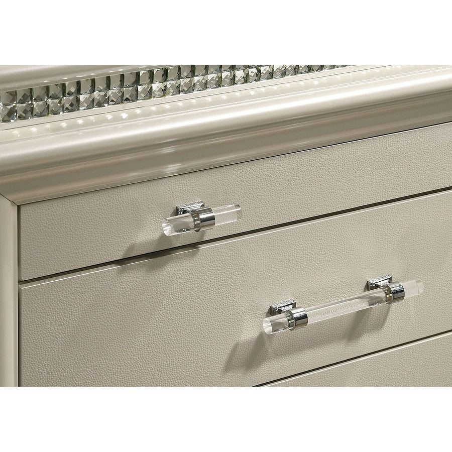 Classic Pearl White 1pc Nightstand Only Contemporary Solid wood 2-Drawers Felt-lined