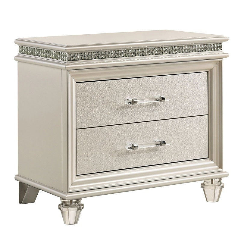 Classic Pearl White 1pc Nightstand Only Contemporary Solid wood 2-Drawers Felt-lined